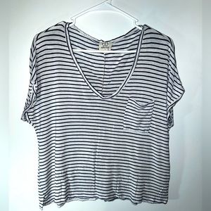 Project Social T Women’s White/Navy Blue Blouse Size S